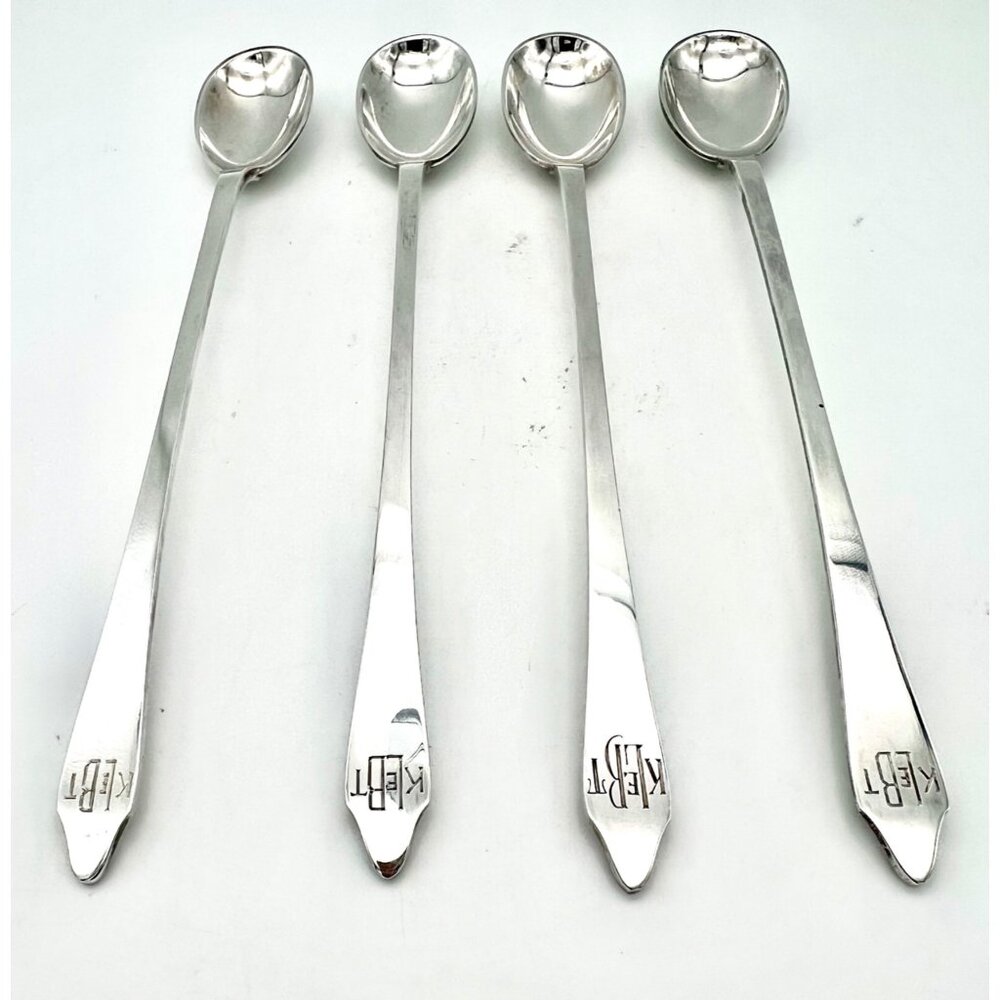 Tiffany & Co Clinton Pattern Sterling Silver Iced Tea Spoons Set Of 4